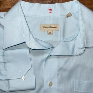 Tommy Bahama Men's size 17.5 (32-33) Blue Long Sleeve‎ Dress Shirt